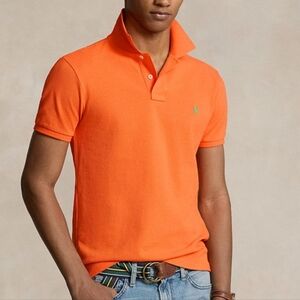 Polo Ralph Lauren Classic-Fit Polo Shirt Men Orange Mesh Short Sleeve Size Large